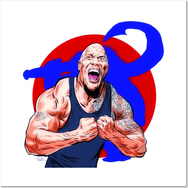 Dwayne Johnson - An illustration by Paul Cemmick Wall Art by PLAYDIGITAL2020